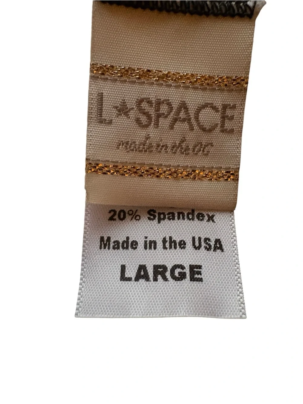 L*SPACE by Monica Wise Wrap Bikini Top - Black & Crochet Detail - Size Large